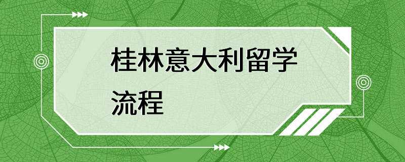 桂林意大利留学流程