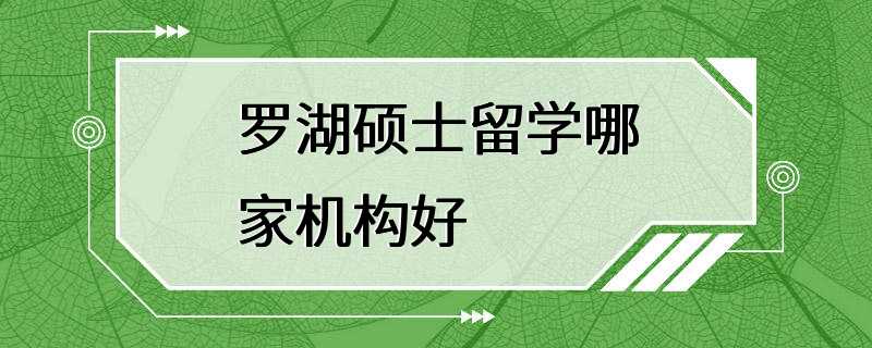 罗湖硕士留学哪家机构好