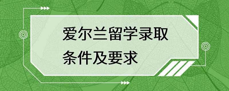 爱尔兰留学录取条件及要求