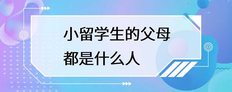 小留学生的父母都是什么人