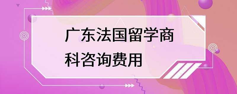 广东法国留学商科咨询费用