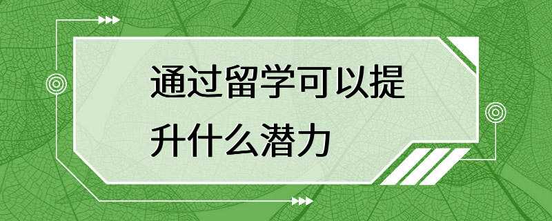 通过留学可以提升什么潜力