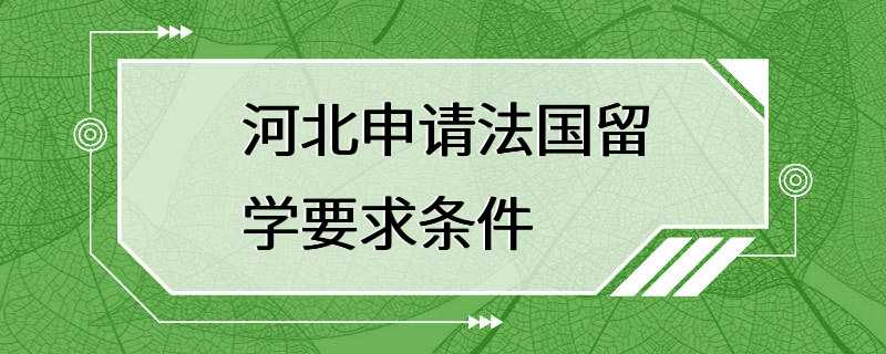 河北申请法国留学要求条件