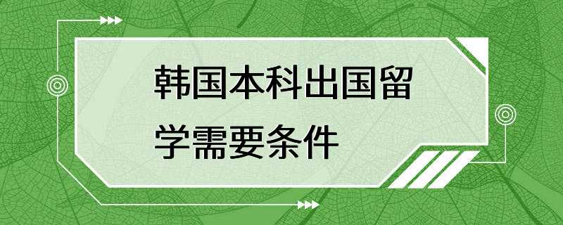 韩国本科出国留学需要条件