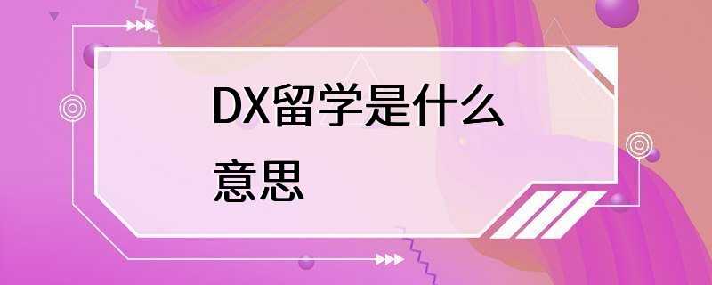 DX留学是什么意思