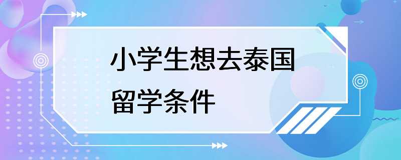 小学生想去泰国留学条件