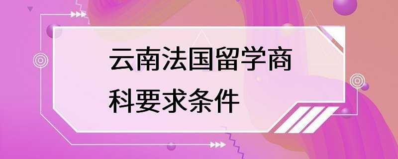 云南法国留学商科要求条件