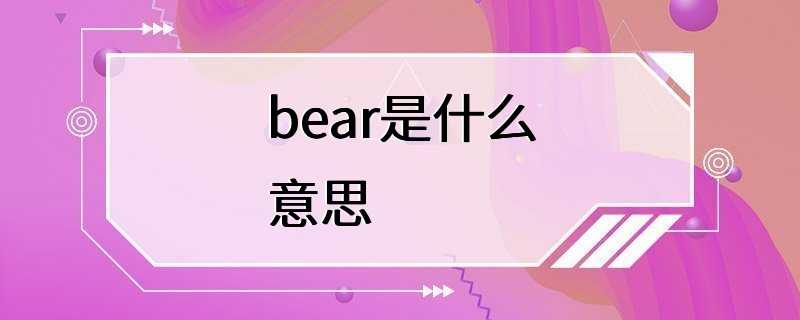 bear是什么意思