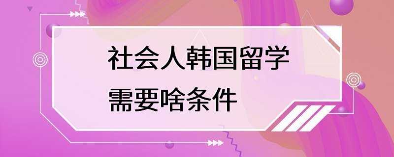 社会人韩国留学需要啥条件