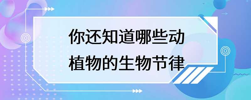 你还知道哪些动植物的生物节律