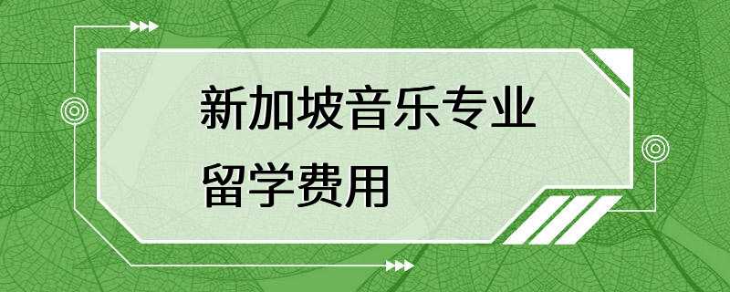 新加坡音乐专业留学费用