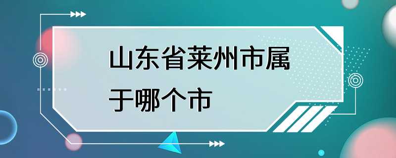 山东省莱州市属于哪个市