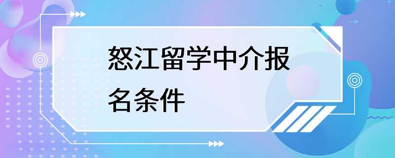 怒江留学中介报名条件