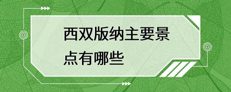 西双版纳主要景点有哪些