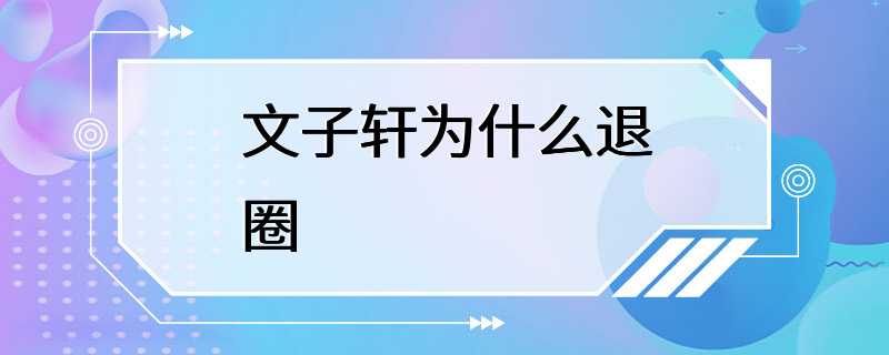 文子轩为什么退圈