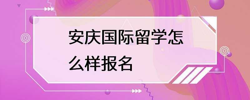 安庆国际留学怎么样报名