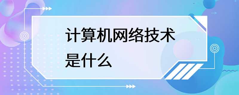 计算机网络技术是什么