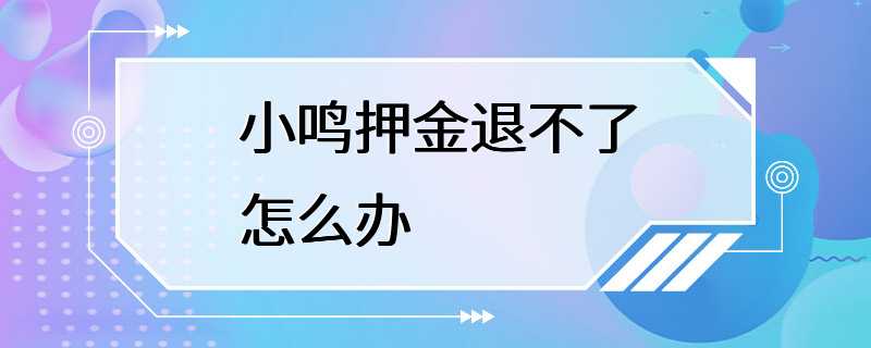 小鸣押金退不了怎么办