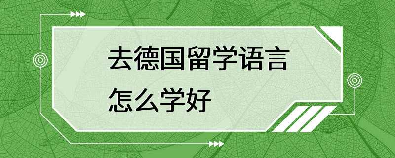 去德国留学语言怎么学好