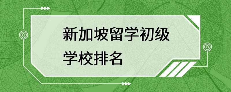 新加坡留学初级学校排名