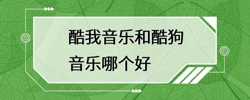 酷我音乐和酷狗音乐哪个好