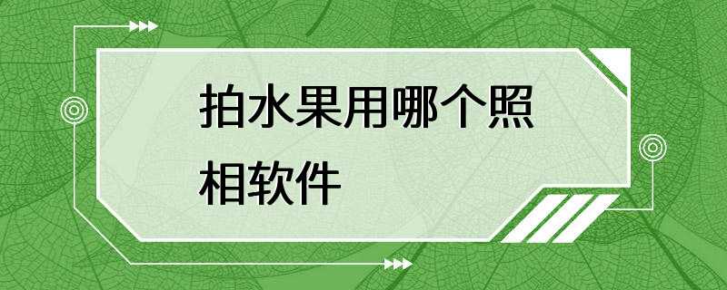 拍水果用哪个照相软件