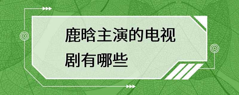 鹿晗主演的电视剧有哪些