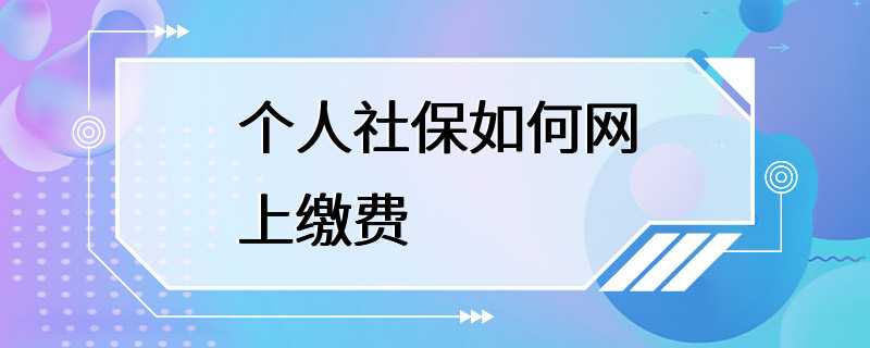 个人社保如何网上缴费