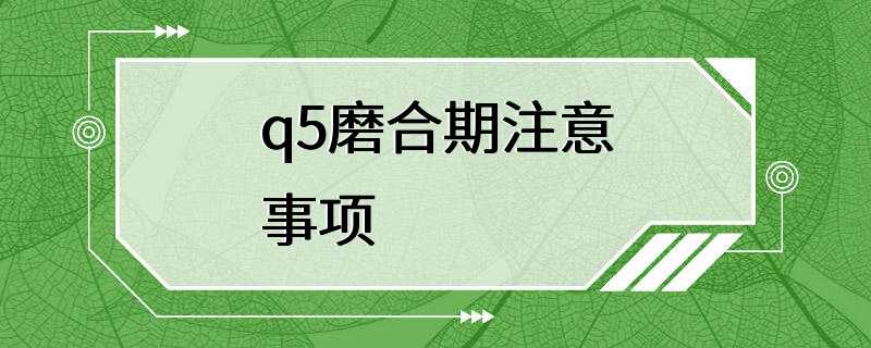 q5磨合期注意事项