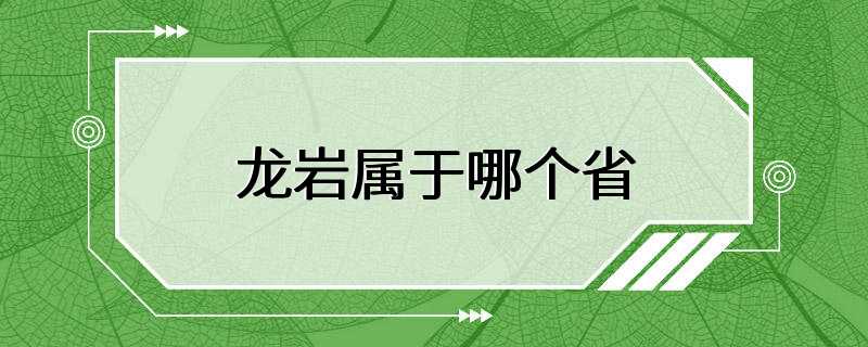 龙岩属于哪个省