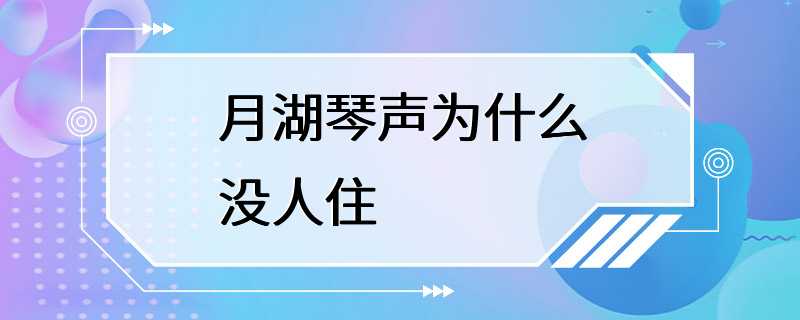 月湖琴声为什么没人住