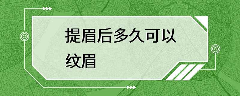 提眉后多久可以纹眉