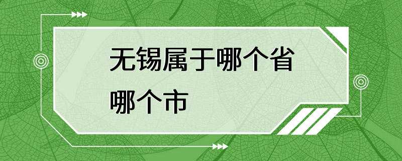 无锡属于哪个省哪个市