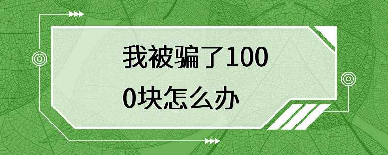 我被骗了1000块怎么办