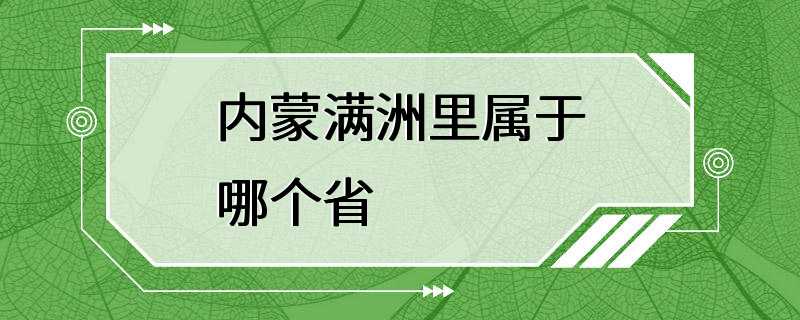 内蒙满洲里属于哪个省