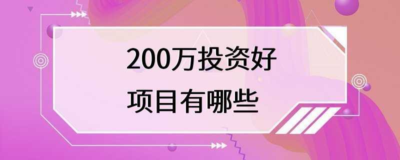 200万投资好项目有哪些