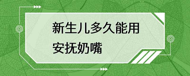 新生儿多久能用安抚奶嘴