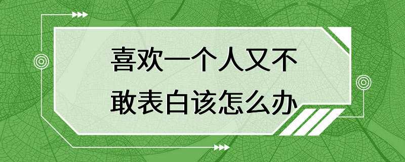 喜欢一个人又不敢表白该怎么办