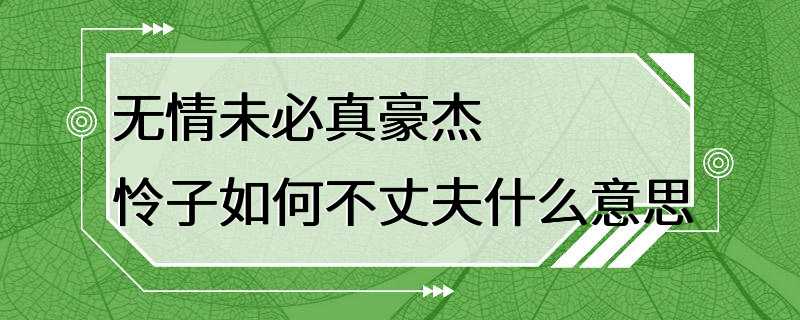 无情未必真豪杰怜子如何不丈夫什么意思