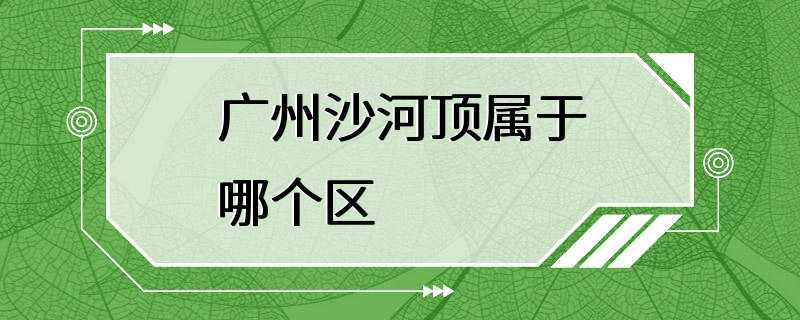 广州沙河顶属于哪个区