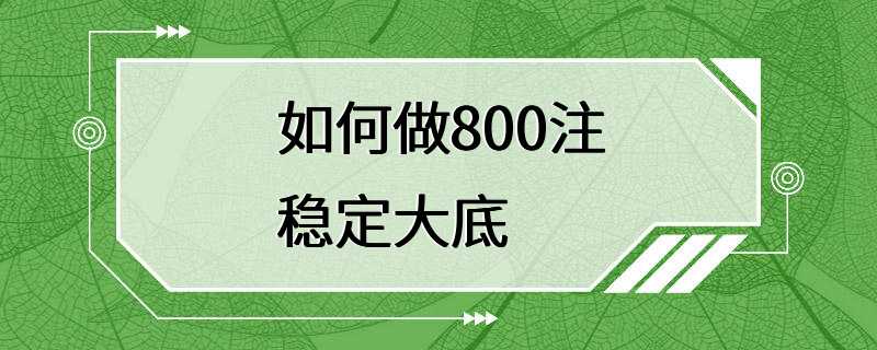 如何做800注稳定大底