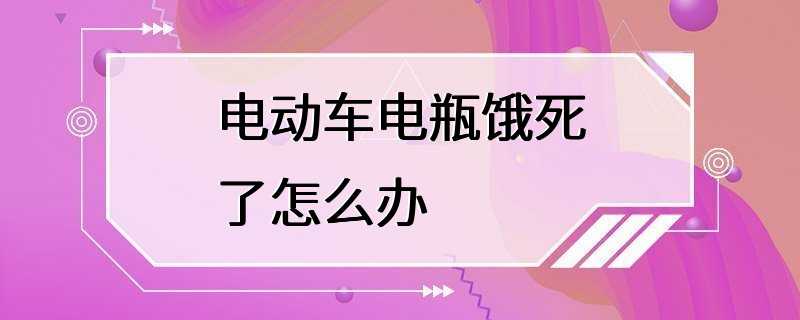 电动车电瓶饿死了怎么办