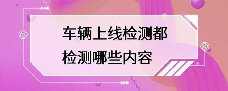 车辆上线检测都检测哪些内容