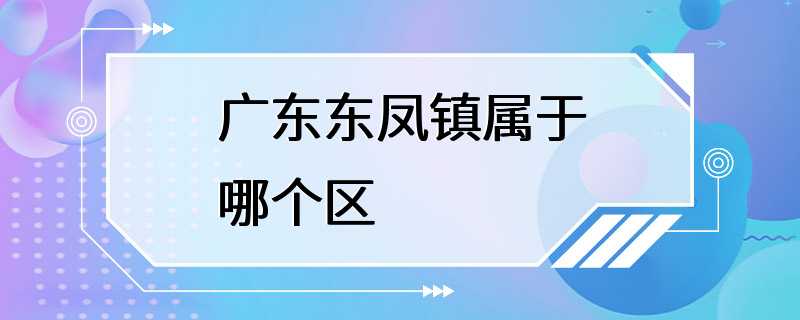 广东东凤镇属于哪个区