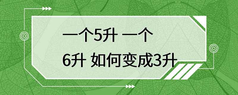 一个5升 一个6升 如何变成3升