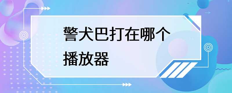 警犬巴打在哪个播放器