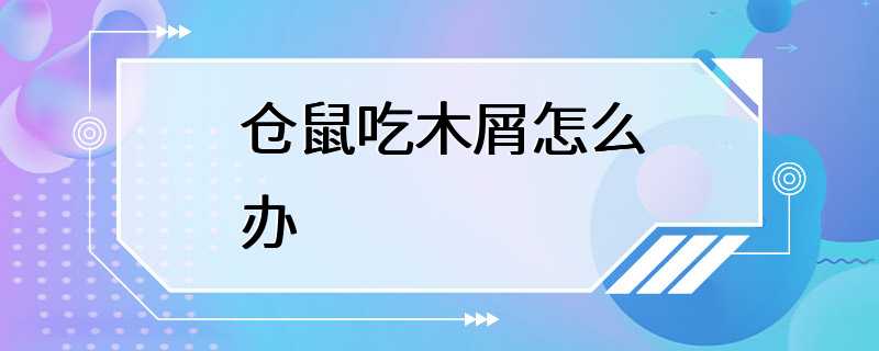 仓鼠吃木屑怎么办