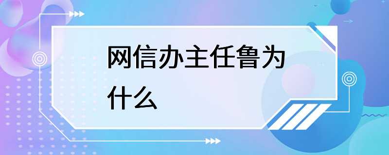 网信办主任鲁为什么