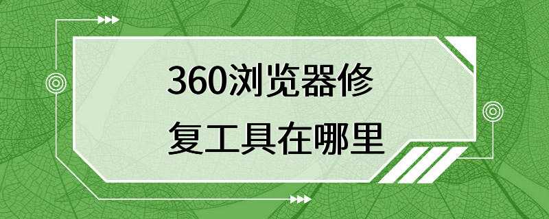 360浏览器修复工具在哪里