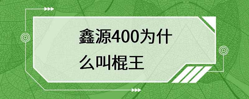 鑫源400为什么叫棍王